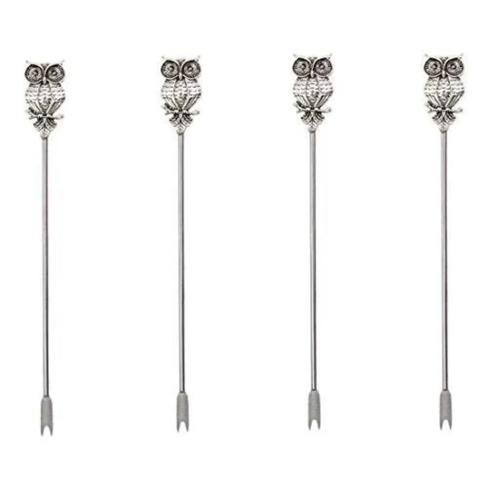 Charcuterie Chumbak Ornate Owl Platter with Skewers